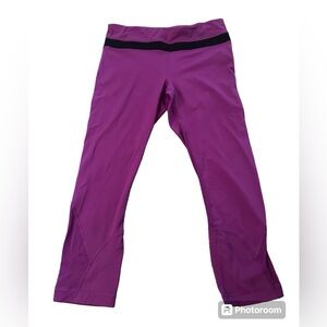 Lululemon Athletica Magenta Leggings with Black Waistband